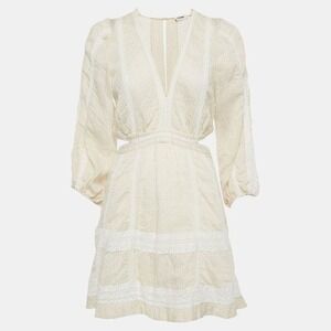 Sandro Lace Trim Cutout Mini Dress Sz EU 38 Boho Cottage Romantic Lightweight
